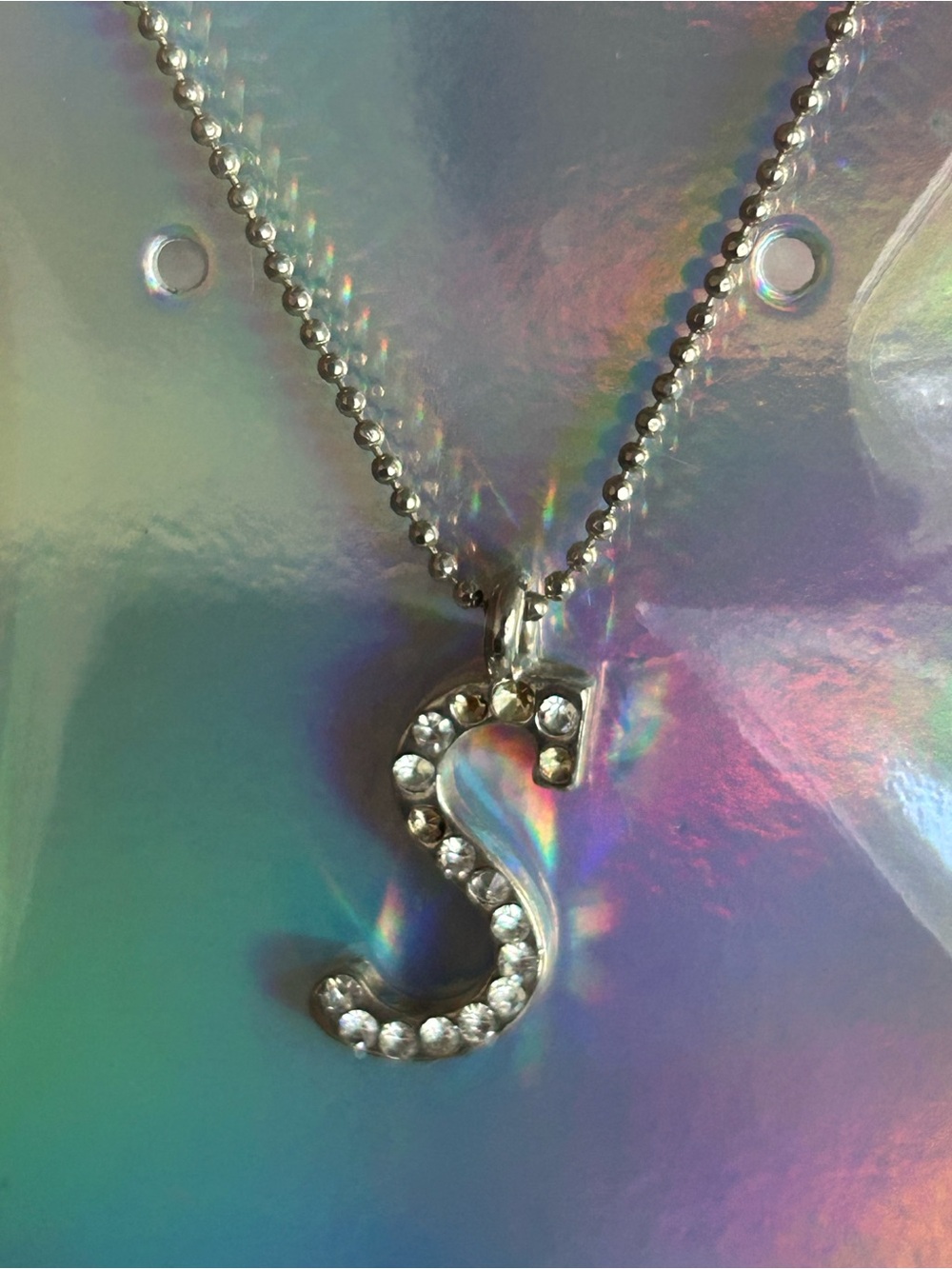 Icing Vintage Silver Crystal 'S' Initial Necklace - Women Jewelry